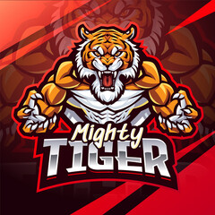 Mighty tiger esport mascot logo design