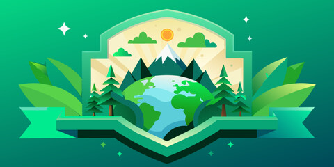 Heal the Planet: Vibrant word Earth Day Vector Art