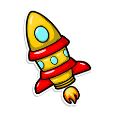 Launching spaceship rocket illustration art

