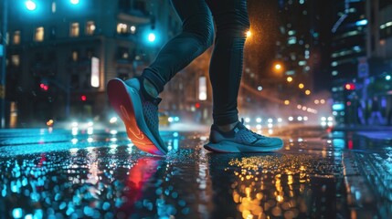 A high-tech running shoe optimized for urban environments, with pollution filters, ground sensing 
