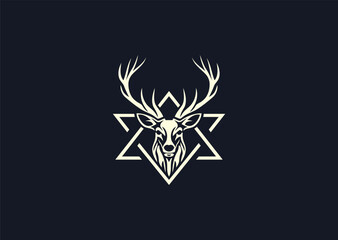 Deer head triangle shape logo design vector icon illustration