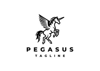 Pegasus logo design vector icon illustration