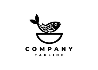 Fish bowl logo design vector icon illustration