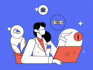 Medical characters fighting the epidemic flat vector concept operation hand drawn illustration
