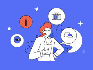 Medical characters fighting the epidemic flat vector concept operation hand drawn illustration
