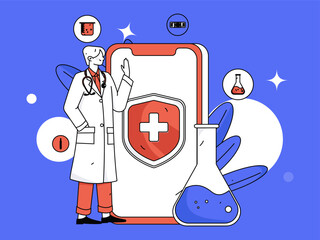 Medical characters fighting the epidemic flat vector concept operation hand drawn illustration
