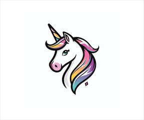 unicorn head logo mascot illustration