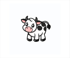 cute cow mascot illustration logo