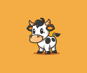cute cow mascot illustration logo