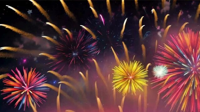 Night Sky Celebration with Colorful Fireworks