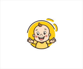 cute kids mascot logo
