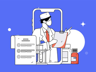 Medical characters fighting the epidemic flat vector concept operation hand drawn illustration
