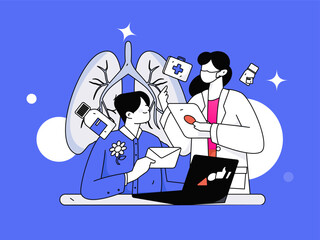 Medical characters fighting the epidemic flat vector concept operation hand drawn illustration
