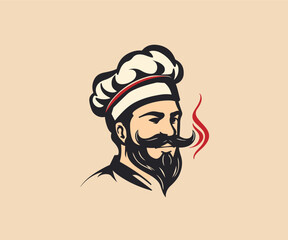 bearded chef logo mascot illustration