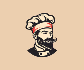 bearded chef logo mascot illustration