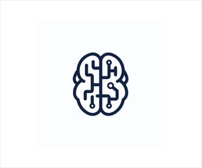 brain technology logo design template