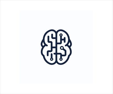 brain technology logo design template