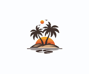 island beach logo design template