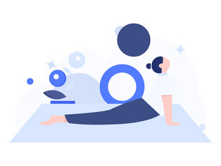 Practicing yoga, physical and mental health, flat vector character concept, operation hand drawn illustration
