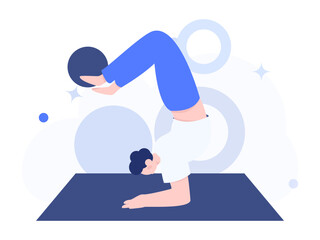 Obraz premium Practicing yoga, physical and mental health, flat vector character concept, operation hand drawn illustration 