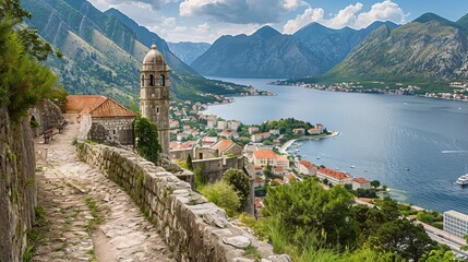 Kotor is a city located in Montenegro. - obrazy, fototapety, plakaty