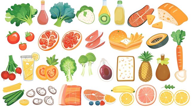 Illustration introducing the food I ate today isolated white background