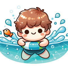 cute swimmer  Illustrator Artwork