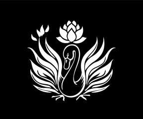 duck with lotus logo design template
