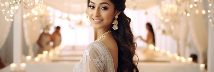 Portrait of a happy Hindu girl bride