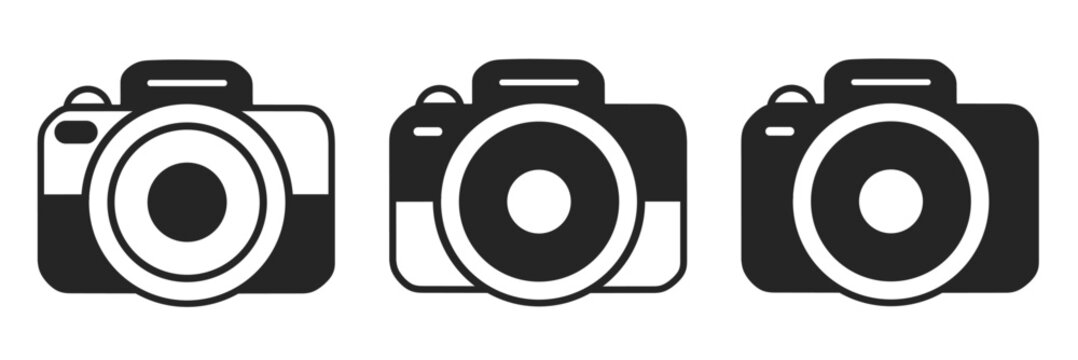 Camera icon on white background. Vector logo camera illustration.