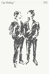Gay wedding. Hand drawn vector illustration, sketch. - 766055728