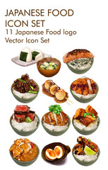 Japanese food logo vector icon set