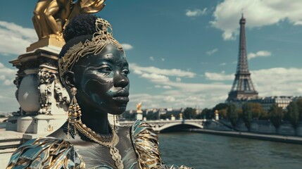 An avant-garde accessory line debut on the Alexandre III Bridge, featuring sculptural jewelry 