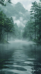 Ethereal Landscape for Forest Whispers. AI generative