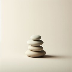 Stack of zen stones on beige background. Zen concept.
