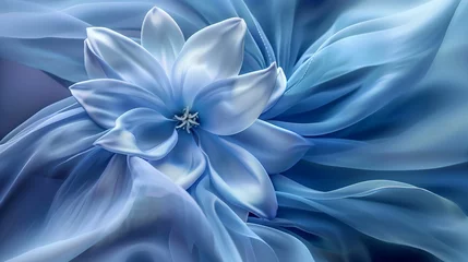 Zelfklevend Fotobehang beautiful wallpaper with blue flower on blue silk background © Ali