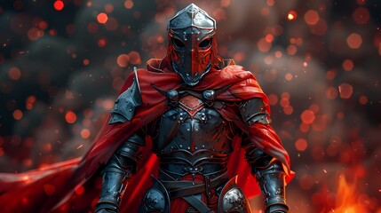 A heroic 3D cartoon character illustration striking a powerful stance against a bold solid background, its intricate armor and determined expression rendered in stunning HD detail