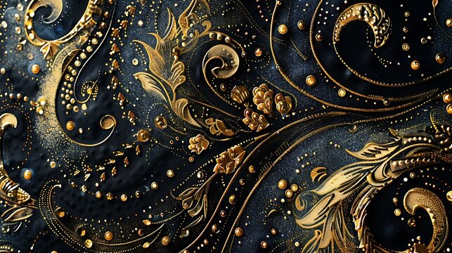 Beautiful swirl pattern, Luxury art, with golden glitters background