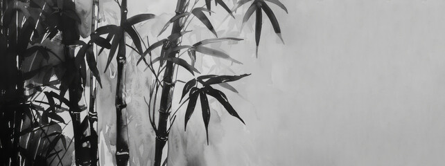A bamboo tree, in a black and white imagery style.