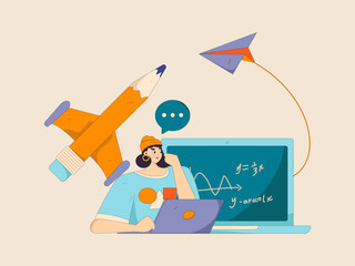 Character reading quietly vector concept operation hand drawn illustration
