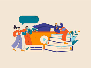 Character reading quietly vector concept operation hand drawn illustration
