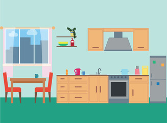 Kitchen Room Design.Cartoon Kitchen