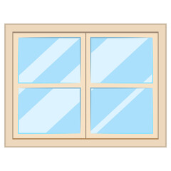 White Window, Glass Frame Interior Construction Isolated