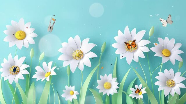 happy mothers day background with beautiful paper cut. seamless looping overlay 4k virtual video animation background