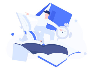 Character reading quietly vector concept operation hand drawn illustration
