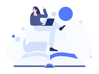 Character reading quietly vector concept operation hand drawn illustration
