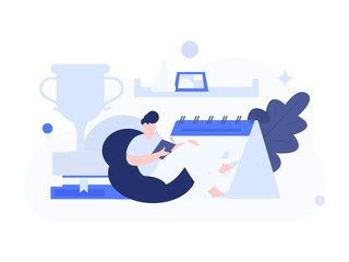 Character reading quietly vector concept operation hand drawn illustration
