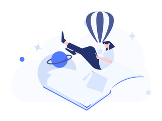 Character reading quietly vector concept operation hand drawn illustration
