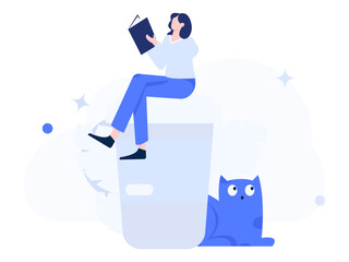 Character reading quietly vector concept operation hand drawn illustration
