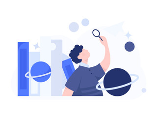 Character reading quietly vector concept operation hand drawn illustration
